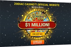zodiac casino 1 milion dolarů